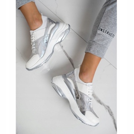 Bestelle Tênis da moda na plataforma branco prata cinza 4