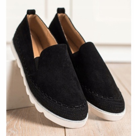SHELOVET Slipons de camurça para a primavera preto 1