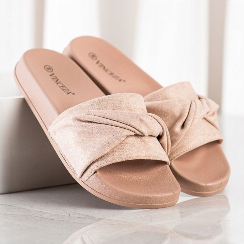 Chinelos confortáveis ​​de camurça VINCEZA castanho 1