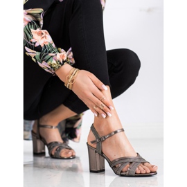 SHELOVET Sandálias de salto alto com glitter castanho 2