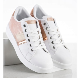 SHELOVET Calçado desportivo com aplicação de camurça branco rosa 2 SHELOVET Calçado desportivo com aplicação de camurça branco rosa 2