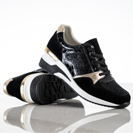 Goodin Tênis de couro amarrado preto multicolorido 1