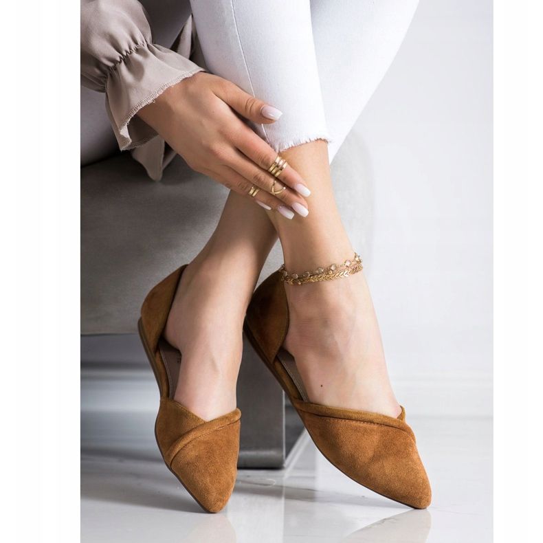 Goodin Bailarinas de camurça com recorte castanho 1