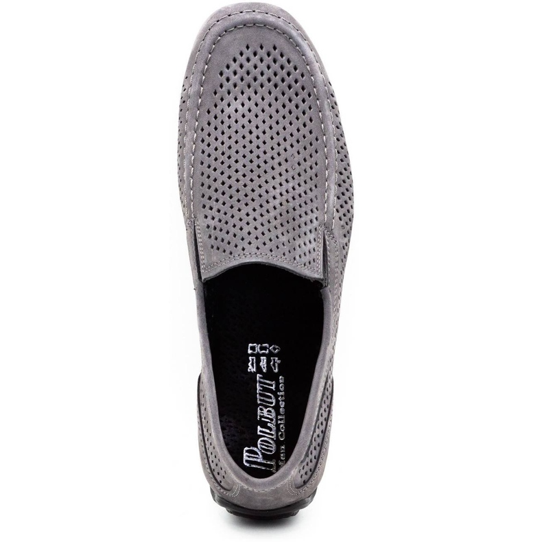 Polbut Mocassins de couro masculino 2105P cinza 1