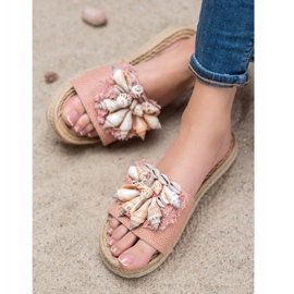 Seastar Chinelos elegantes com conchas rosa 2