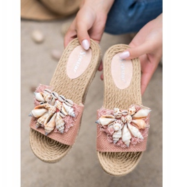 Seastar Chinelos elegantes com conchas rosa 1
