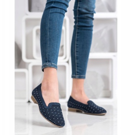 Filippo Senhores de couro com zircônia cúbica azul marinho 1