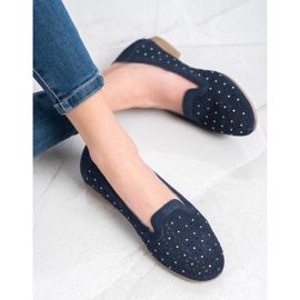 Filippo Senhores de couro com zircônia cúbica azul marinho 2