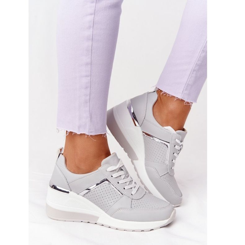 Tênis de couro cunha cinza S.Barski 2