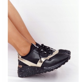 Tênis de couro cunha S.Barski preto e dourado 1