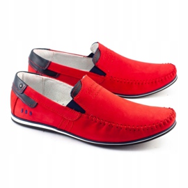 KOMODO Mocassins de couro masculino 876 vermelho azul marinho 1