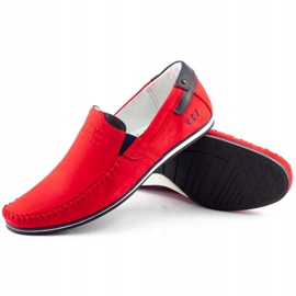 KOMODO Mocassins de couro masculino 876 vermelho azul marinho 2