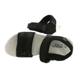 American Club Sandálias femininas Esportes de couro inserir RL45/21 Black preto 4
