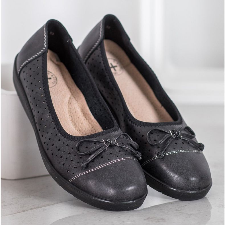 SHELOVET Openwork Ballerina On Paltform preto 1