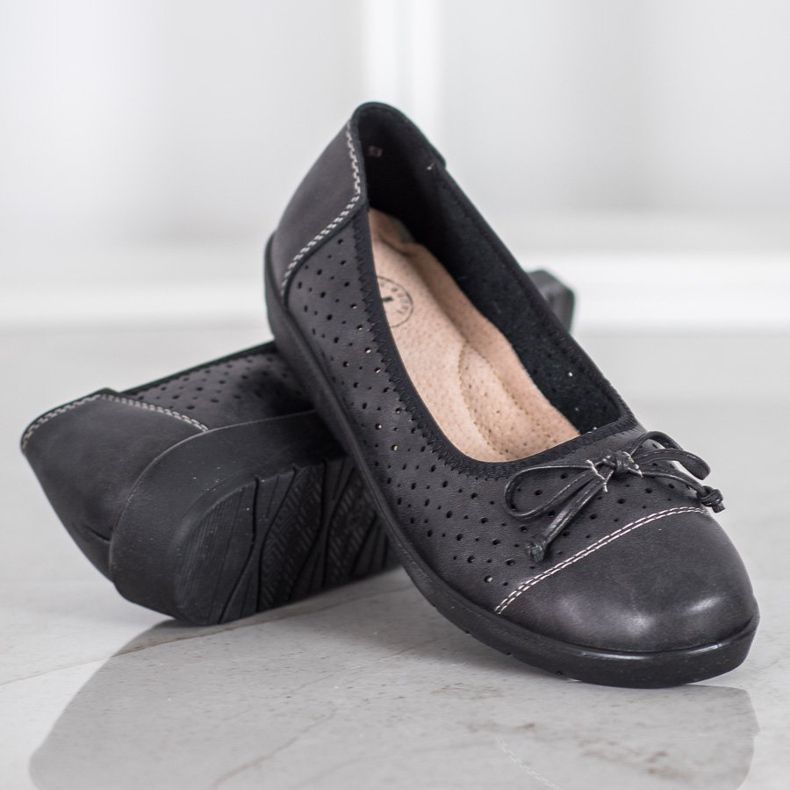 SHELOVET Openwork Ballerina On Paltform preto 2