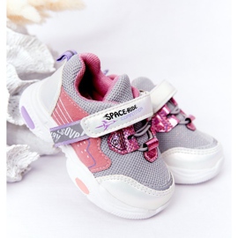 Tênis infantis esportivos branco e rosa Space Ride cinza multicolorido 1