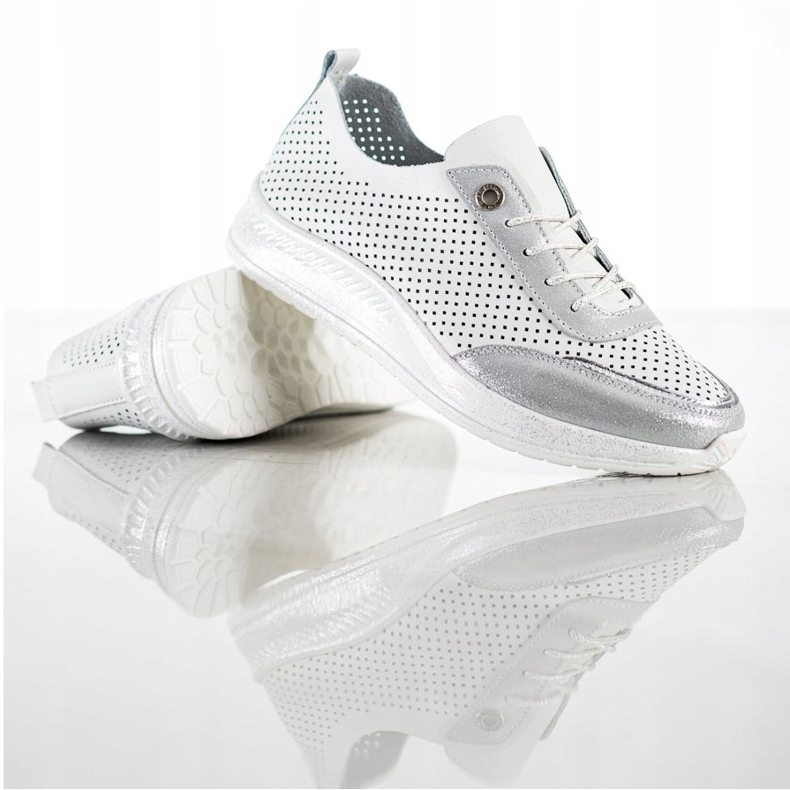 Goodin Tênis de couro branco e prata 1