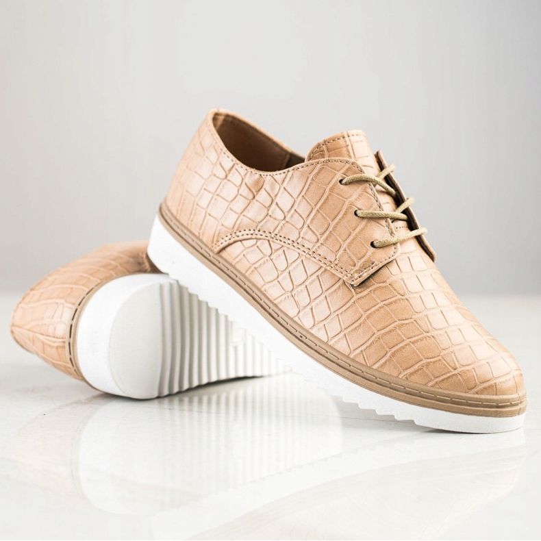 SHELOVET Sapatos com estampa de cobra marrom castanho 1