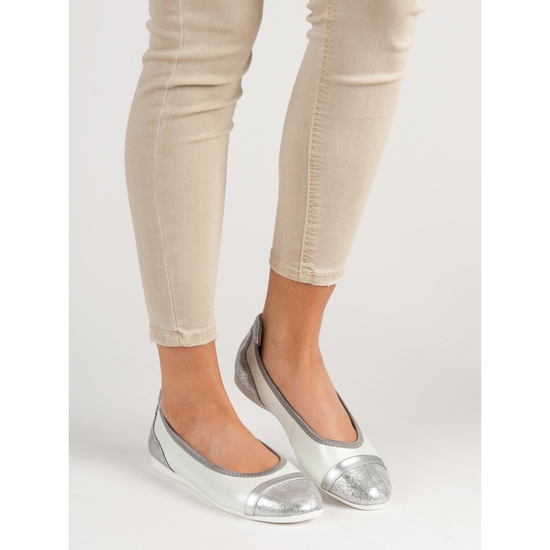 Filippo Bailarinas de couro com brilho branco 2