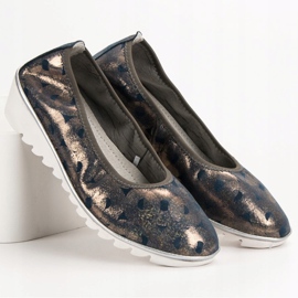 Filippo Bailarina de couro em cunha azul amarelo 1