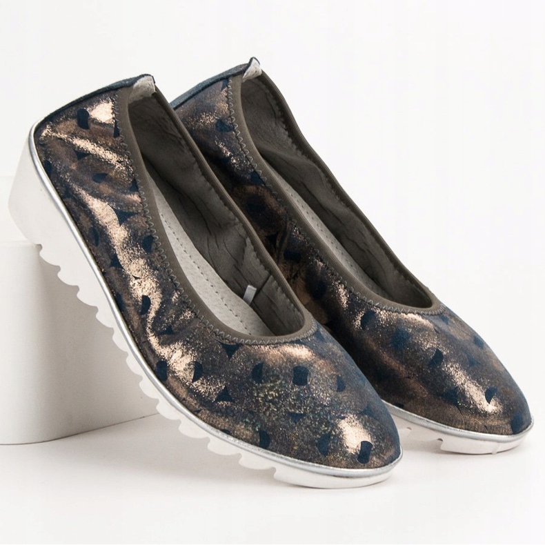 Filippo Bailarina de couro em cunha azul amarelo 1