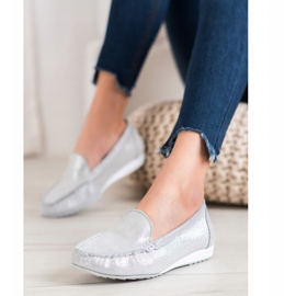 Goodin Mocassins de prata com brilho cinza 1