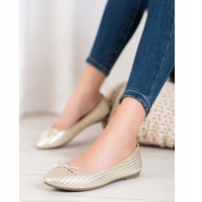 SHELOVET Bailarinas douradas trançadas dourado 1