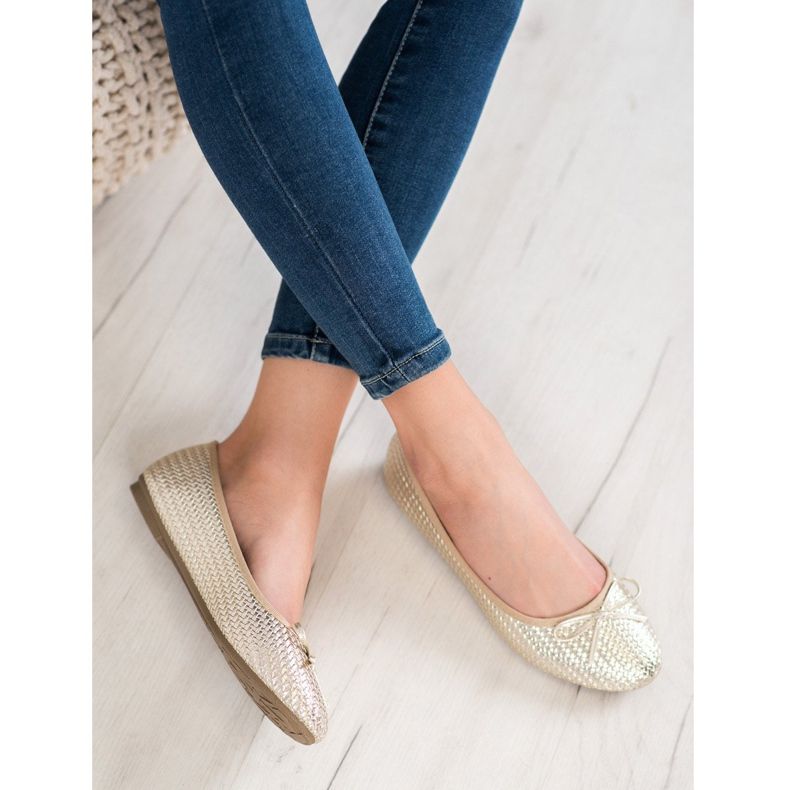 SHELOVET Bailarinas douradas trançadas dourado 2