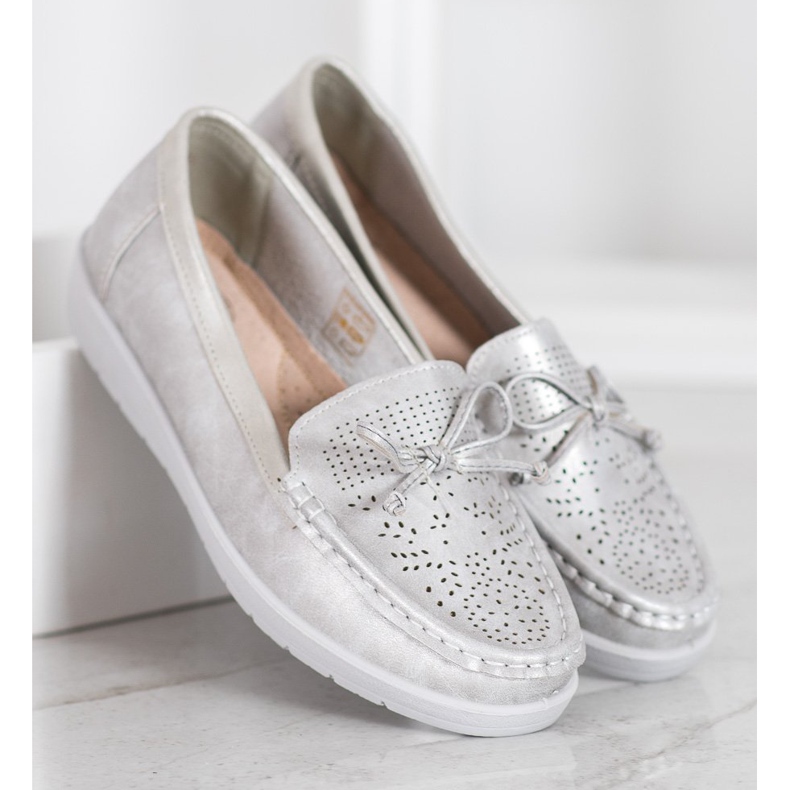 SHELOVET Mocassins confortáveis cinza 2
