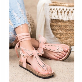 Seastar Sandálias de flip-flops amarradas rosa 2