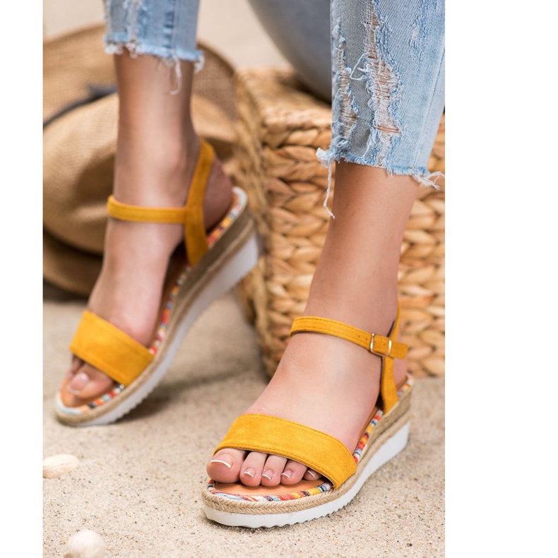 Yes Mile Sandálias de camurça confortáveis amarelo 2