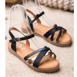 Weide Sandálias elegantes feitas de couro ecológico preto 1