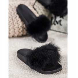 Seastar Chinelos com pele preto 1