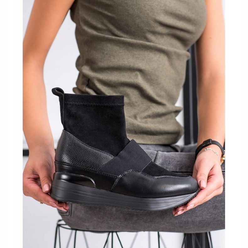 SHELOVET Botas deslizantes da moda preto 1