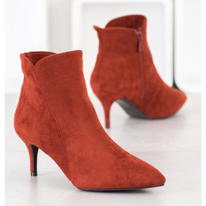 Kylie Botas de camurça com salto alto marrom laranja 2