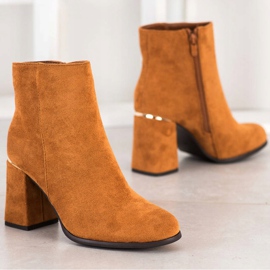 SHELOVET Botas com encarte de ouro marrom 2