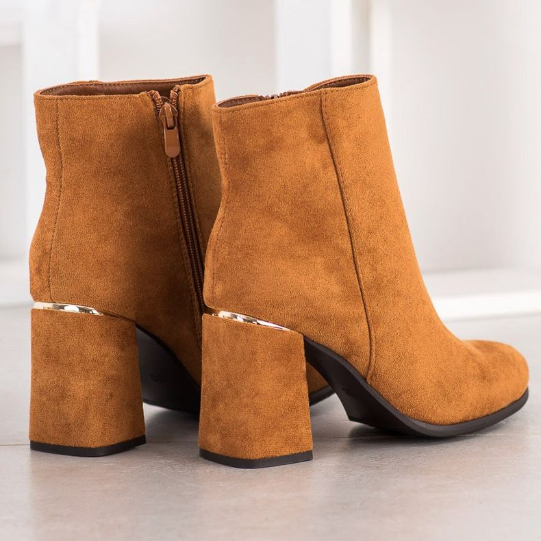 SHELOVET Botas com encarte de ouro marrom 1