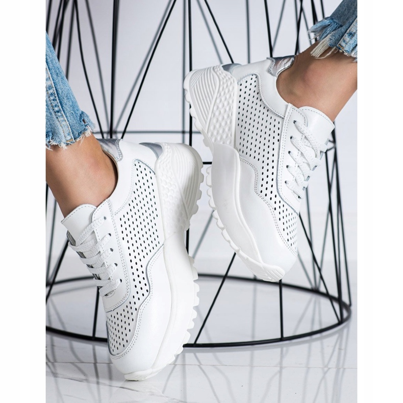 Goodin Tênis de couro da moda branco 1