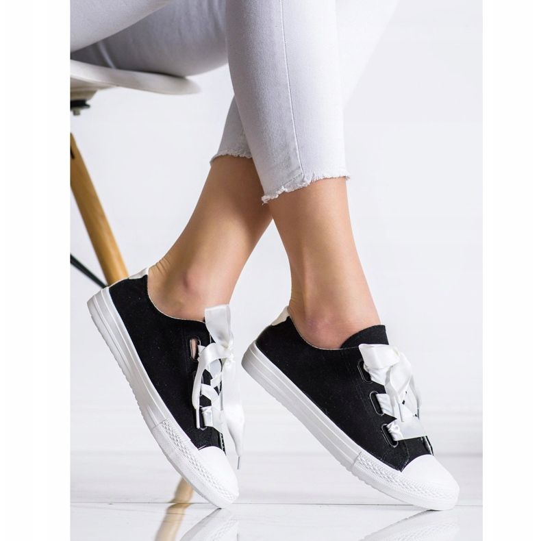 SHELOVET Tênis elegantes amarrados preto 1