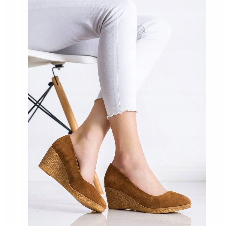 Goodin Bombas de cunha leve castanho 2