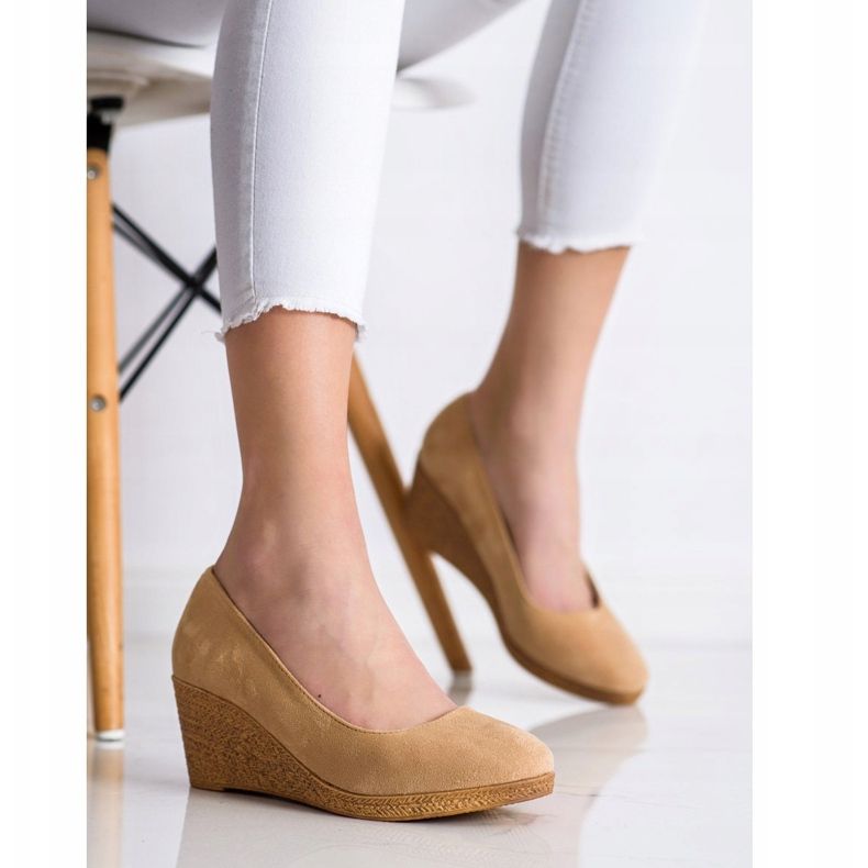 Goodin Bombas de cunha leve bege 2