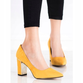 Goodin Bombas elegantes de salto alto amarelo 1