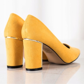 Goodin Bombas elegantes de salto alto amarelo 2