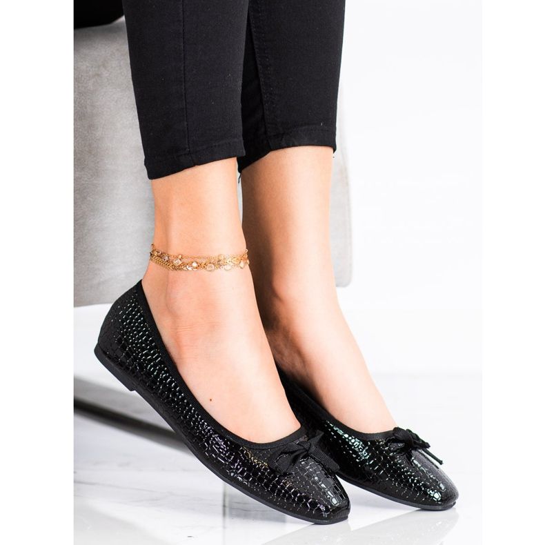 Goodin Bailarinas de couro ecológico preto 1