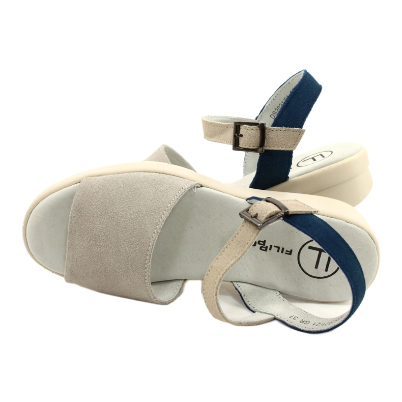 Sandálias femininas confortáveis ​​de couro Filippo DS2021/21 cinza 3