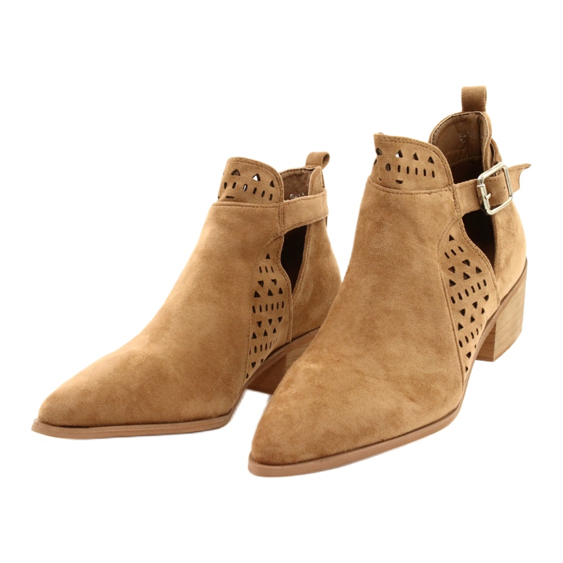 FB1 Botas femininas com salto alto camurça fivela camelo esen castanho 4 FB1 Botas femininas com salto alto camurça fivela camelo esen castanho 4