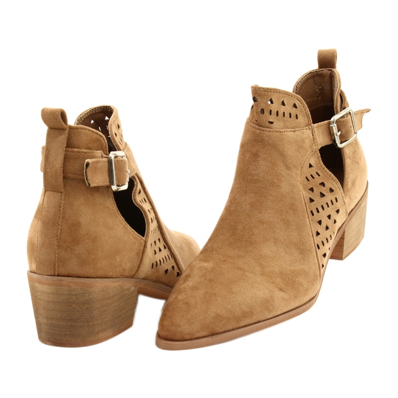 FB1 Botas femininas com salto alto camurça fivela camelo esen castanho 5 FB1 Botas femininas com salto alto camurça fivela camelo esen castanho 5