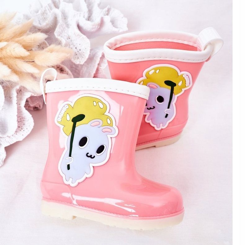 Botas de chuva infantis rosa com coelhinho 1