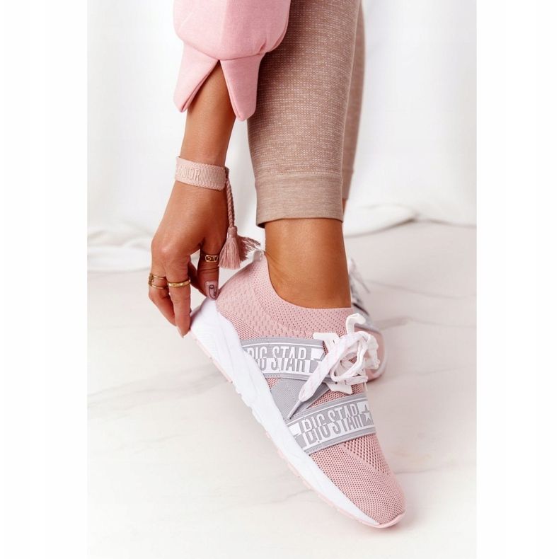 Sapatos esportivos femininos Memory Foam Big Star HH274353 rosa 2