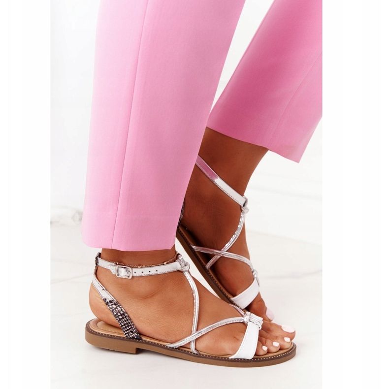 S.Barski Sandálias rasteiras S. Barski LJ281 Branco e Prata 2